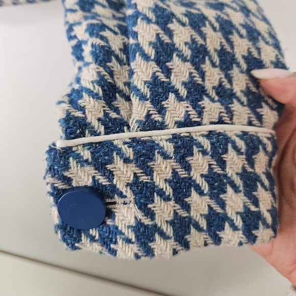 DOLAN Houndstooth Jacket XS Blue White Tweed Feel Cropped Anthropologie - Picture 12 of 12